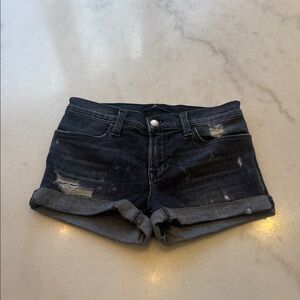 J Brand washed black  Distressed Cuffed Denim Shorts